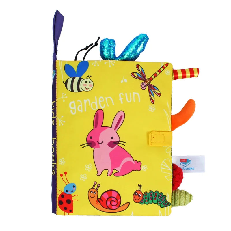 Baby Soft Cloth Book with Rattle & Sound – Early Learning Sensory Toy for Infants 0-36 Months