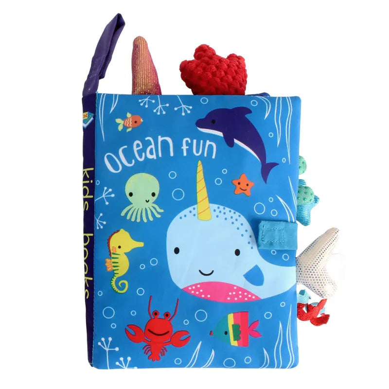 Baby Soft Cloth Book with Rattle & Sound – Early Learning Sensory Toy for Infants 0-36 Months