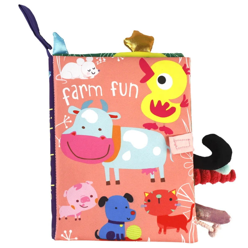 Baby Soft Cloth Book with Rattle & Sound – Early Learning Sensory Toy for Infants 0-36 Months