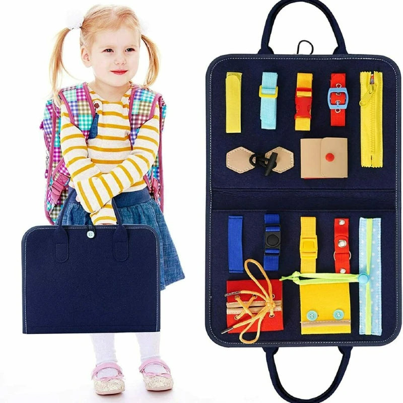 Montessori Baby Busy Board – Educational Buckle Training Toy for Toddlers & Preschool Kids
