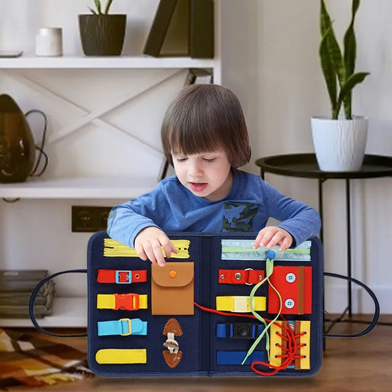 Montessori Baby Busy Board – Educational Buckle Training Toy for Toddlers & Preschool Kids