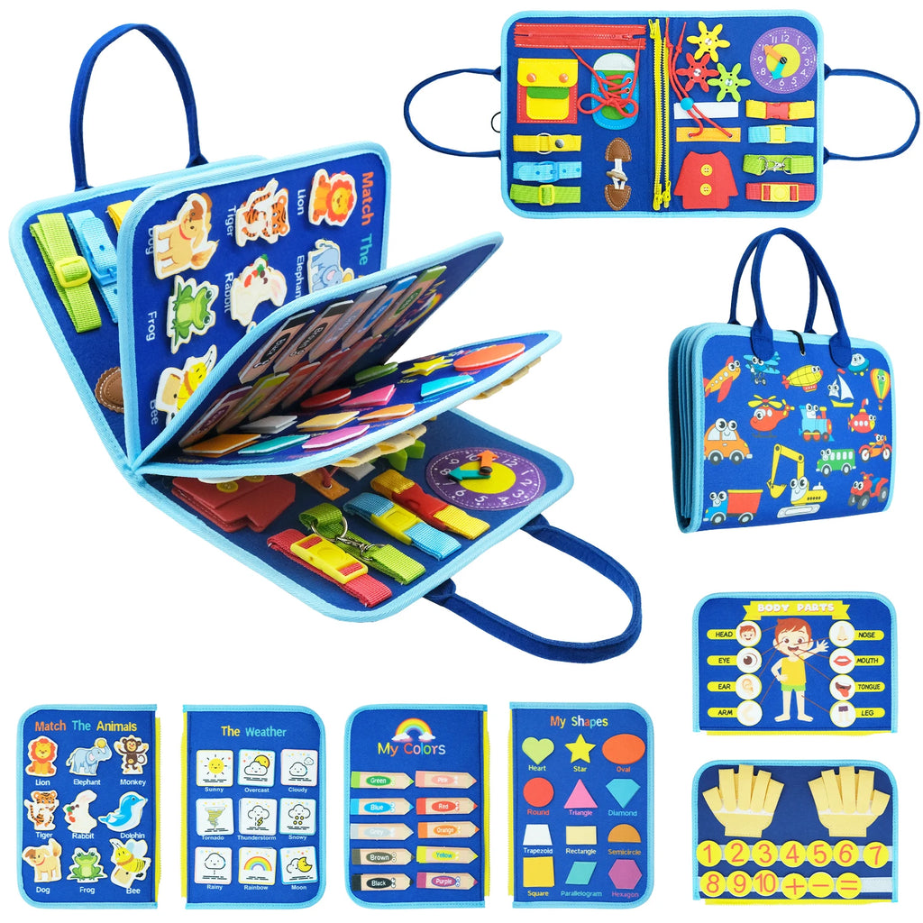 Montessori Toddler Busy Board,Autism Sensory Toys，Educational Activity Motor Skills Baby, Life Skills Learning Toys for Kids