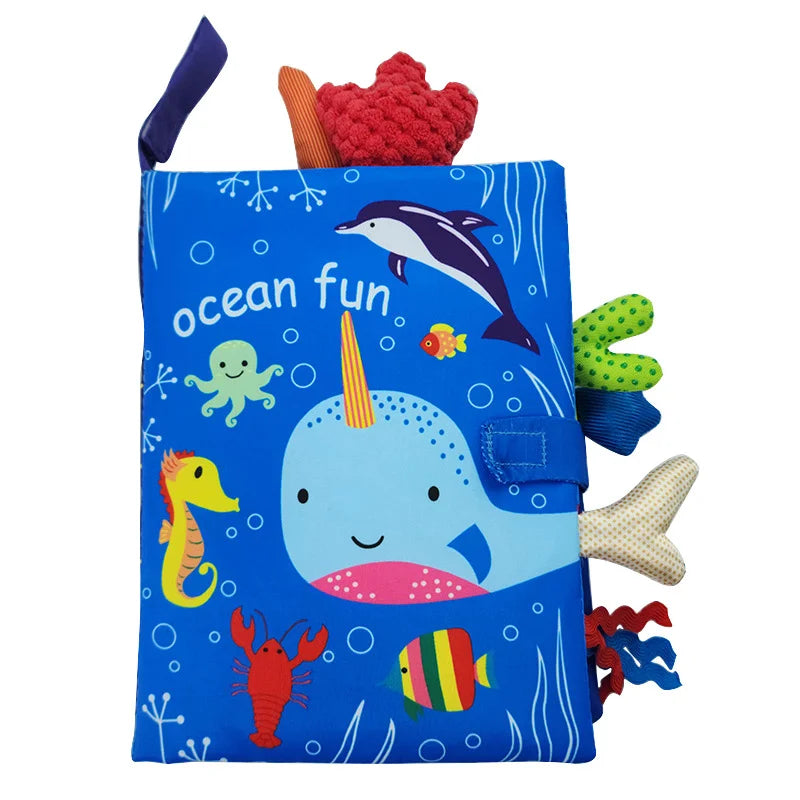 Baby Soft Cloth Book with Rattle & Sound – Early Learning Sensory Toy for Infants 0-36 Months