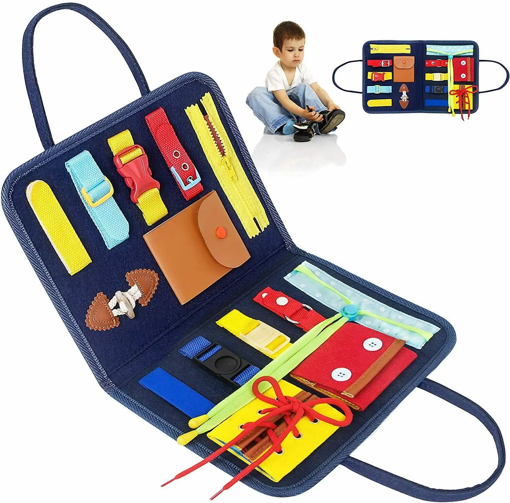 Montessori Baby Busy Board – Educational Buckle Training Toy for Toddlers & Preschool Kids