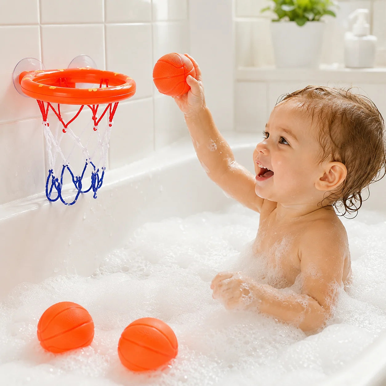 Toddler Bath Basketball Hoop | Fun Suction Cup Bathtub Game