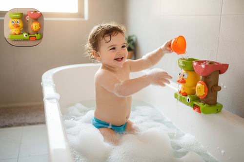 2025 Baby Bath Toy Play Water in Duck/Flower Shape Lion Waterwheel Children Fun in Shower Bathtub with Suction Cup in Kid Gift