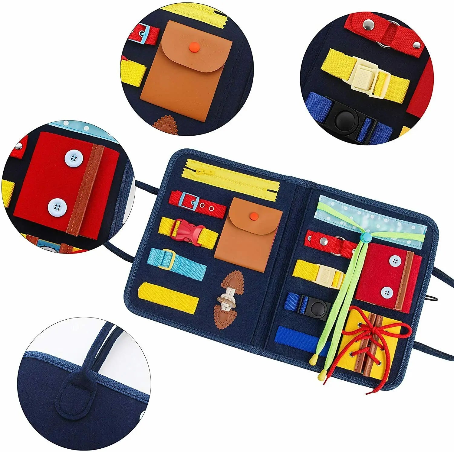 Montessori Baby Busy Board – Educational Buckle Training Toy for Toddlers & Preschool Kids