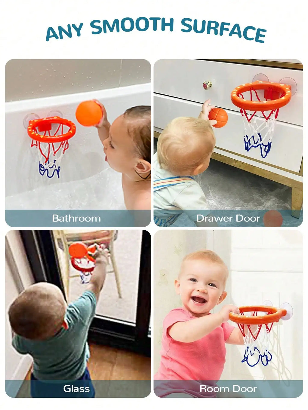 Toddler Bath Basketball Hoop | Fun Suction Cup Bathtub Game