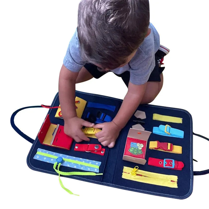 Montessori Baby Busy Board – Educational Buckle Training Toy for Toddlers & Preschool Kids