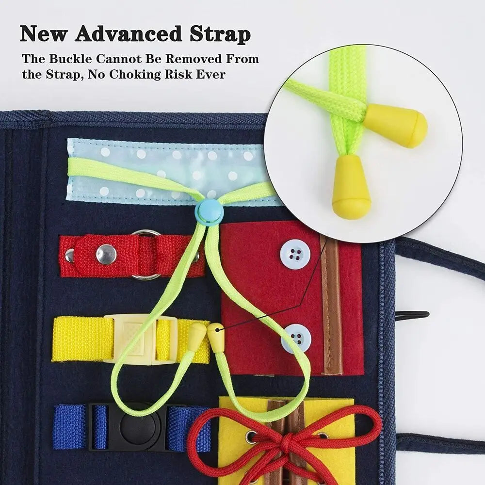 Montessori Baby Busy Board – Educational Buckle Training Toy for Toddlers & Preschool Kids