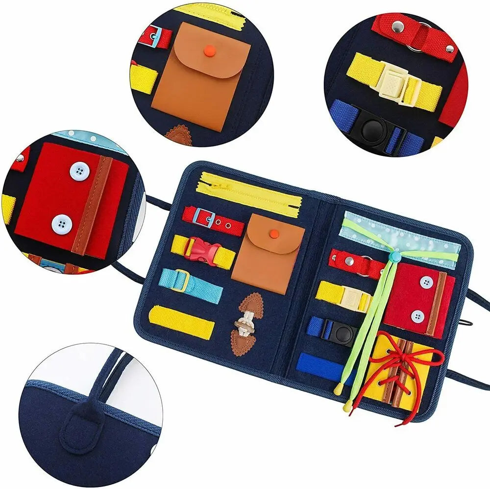 Montessori Baby Busy Board – Educational Buckle Training Toy for Toddlers & Preschool Kids