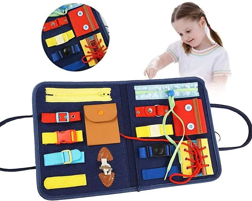 Montessori Baby Busy Board – Educational Buckle Training Toy for Toddlers & Preschool Kids
