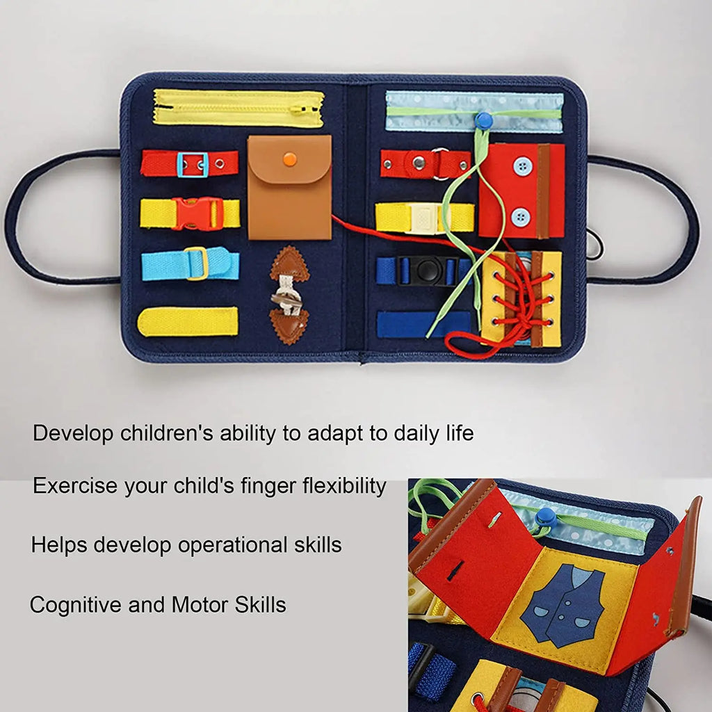 Montessori Baby Busy Board – Educational Buckle Training Toy for Toddlers & Preschool Kids