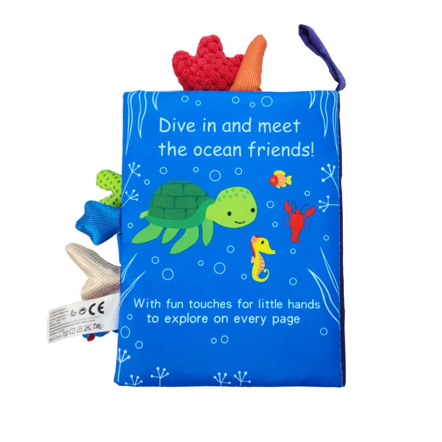 Baby Soft Cloth Book with Rattle & Sound – Early Learning Sensory Toy for Infants 0-36 Months